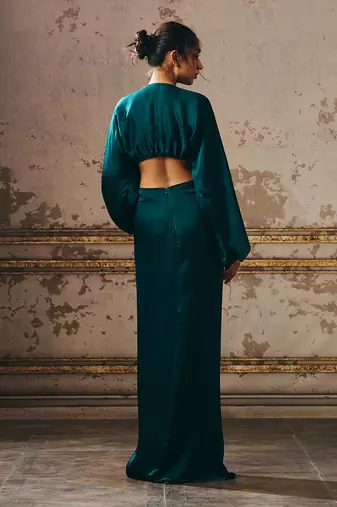 Bottle green twisted dress