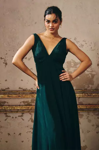 Bottle green gown