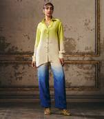 Neon green, beige, navy blue co-ord set