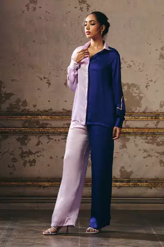 Lilac and navy blue co-ord set