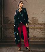 Black shibori long shirt co ord set