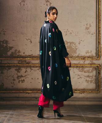 Black shibori long shirt co ord set 3
