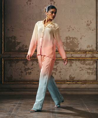 Peach blue beige ombre co-ord set 1
