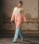 Peach blue beige ombre co-ord set