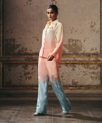 Peach blue beige ombre co-ord set 2