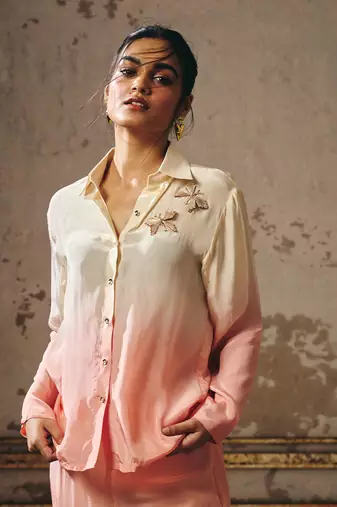 Peach blue beige ombre co-ord set