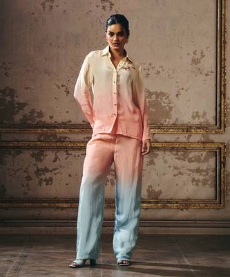 Peach blue beige ombre co-ord set 5
