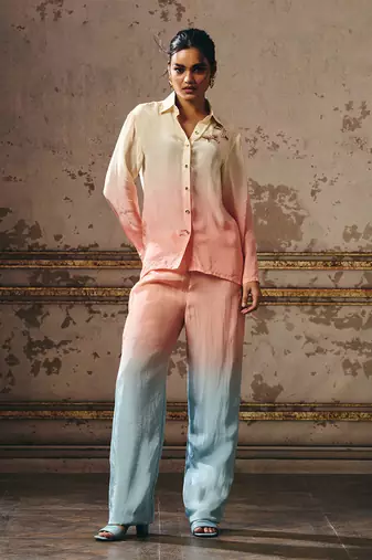 Peach blue beige ombre co-ord set