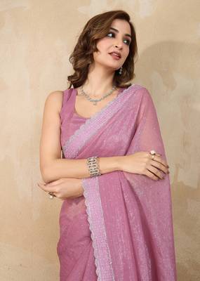 Trendmalls Women's art silk swarovski work with unstitch blouse piece 5