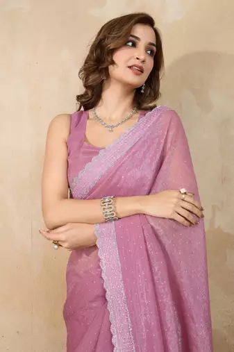 Women's art silk swarovski work with unstitch blouse piece