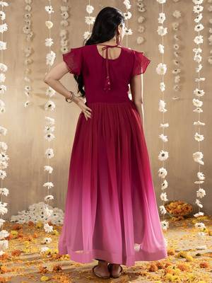 pink faux georgette embroidery ombre designer gown 2