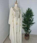 Off-White Georgette Zari Bead Work Kaftan for Weddings