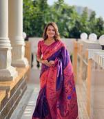 Purple Paithani Meenakari art Silk Saree