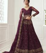 Designer Party Wear Wine Soft Net Lehenga Choli