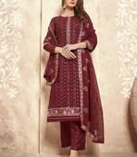 Georgette embroidered maroon salwar kameez for party