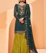 Georgette dark green color embroidered salwar suit