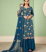 Blue festival palazzo salwar kameez
