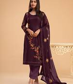 Straight salwar kameez sequins georgette in wine