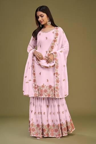 Light pink color georgette wedding salwar kameez