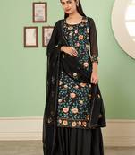 Salwar suit embroidered georgette in black