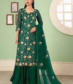 Georgette thread green palazzo salwar suit