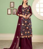 Maroon georgette ceremonial salwar kameez