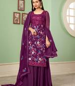 Purple georgette salwar suit