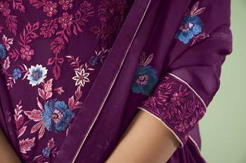 Purple embroidered georgette salwar suit 4