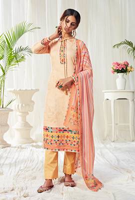 Cotton digital print light peach salwar kameez 2