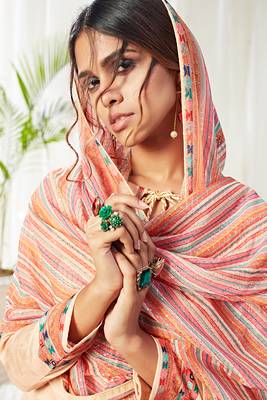 Cotton digital print light peach salwar kameez 3