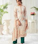 Cotton digital print beige designer salwar kameez
