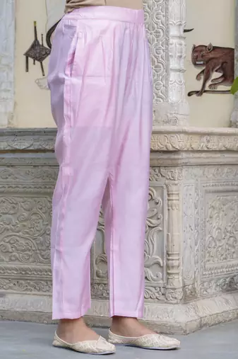 Women's silk blend embroidered kurta pant set with organza embroidery dupatta