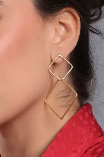 Chic square hoop dangler earring