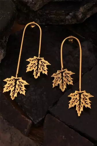leaf cascade long earring