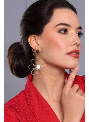 Flower long drop earring 4