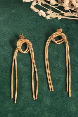 Knotted chain fringe drop earrings 1