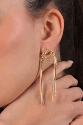 Knotted chain fringe drop earrings 2