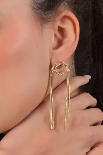 Knotted chain fringe drop earrings