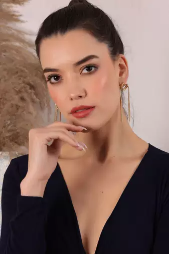 Knotted chain fringe drop earrings