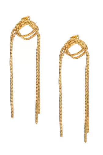 Knotted chain fringe drop earrings