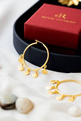 Gold hoops with small coin danglers 1