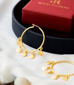 Gold hoops with small coin danglers