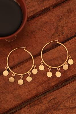 Gold hoops with small coin danglers 5