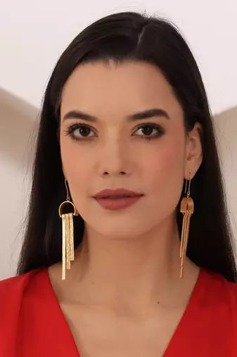 Textured matte gold long danglers