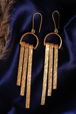 Textured matte gold long danglers 4