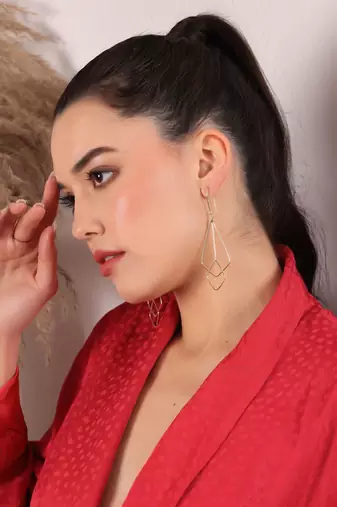 Gold statement edgy danglers