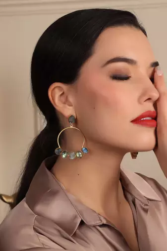 Labradorite twilight hoops earring