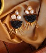 Black druzy pearl monochrome earring