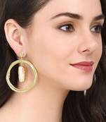 White fresh water pearl casted dangler earrings