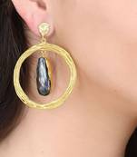 Black fresh water pearl casted dangler earrings